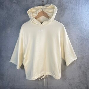 Nike Hoodie Women XS Butter Yellow Center Swoosh Athleisure Oversized Minimalist